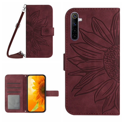 Skin Feel Sun Flower Pattern Flip Leather Phone Case with Lanyard, For Realme 6, For Realme 6 Pro