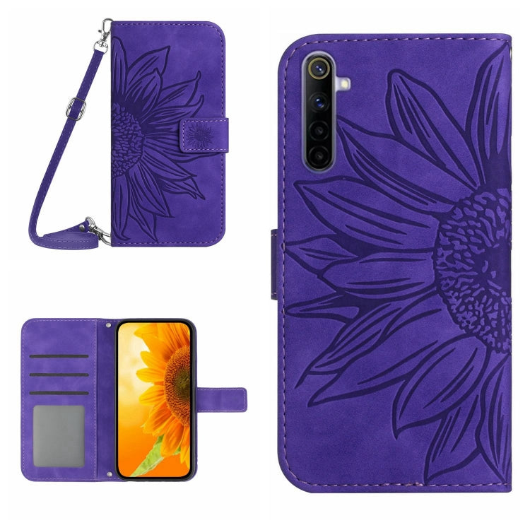 Skin Feel Sun Flower Pattern Flip Leather Phone Case with Lanyard, For Realme 6, For Realme 6 Pro