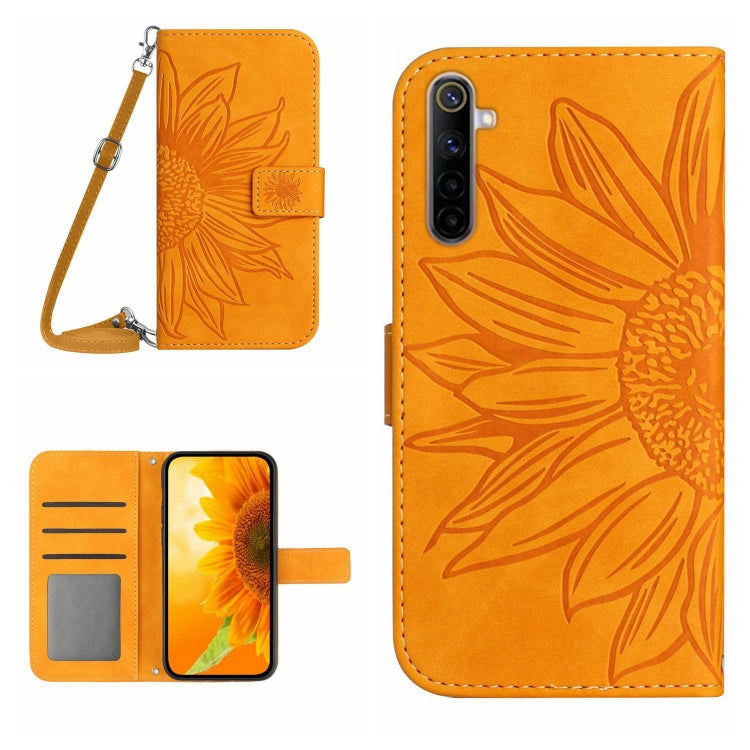 Skin Feel Sun Flower Pattern Flip Leather Phone Case with Lanyard, For Realme 6, For Realme 6 Pro