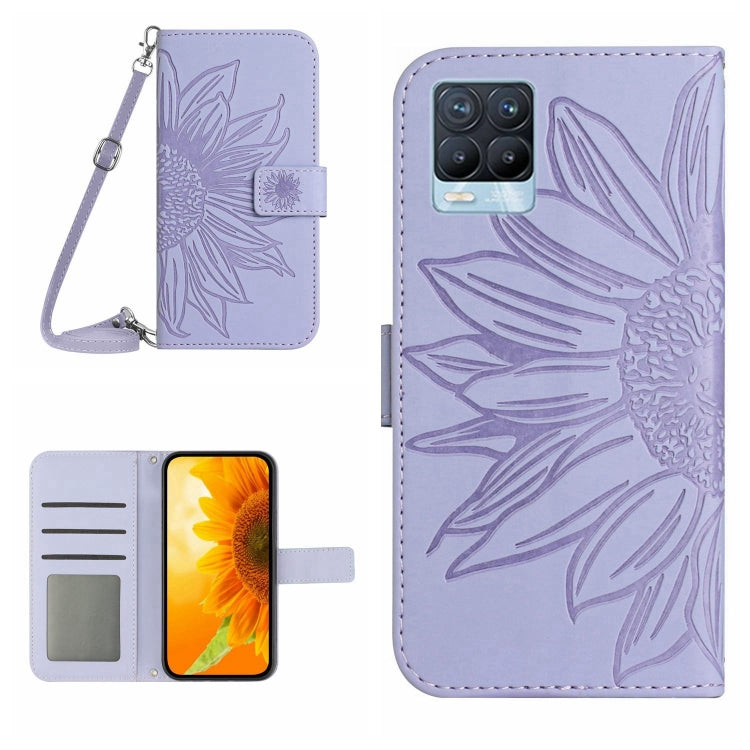 Skin Feel Sun Flower Pattern Flip Leather Phone Case with Lanyard, For Realme 8 4G/Realme 8 Pro, For Realme 8 5G