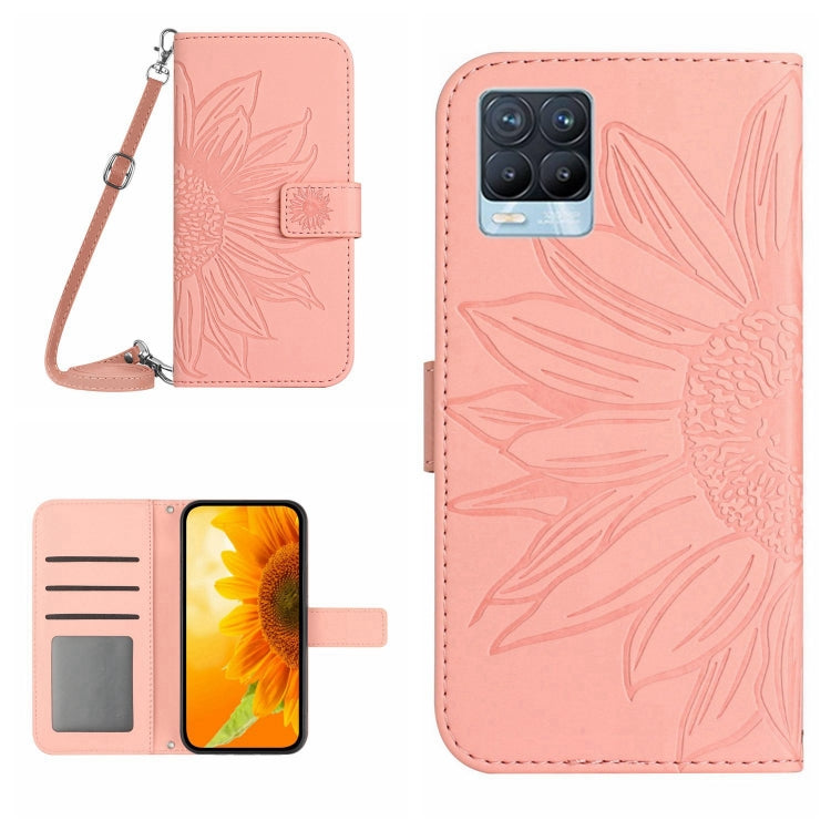 Skin Feel Sun Flower Pattern Flip Leather Phone Case with Lanyard, For Realme 8 4G/Realme 8 Pro, For Realme 8 5G