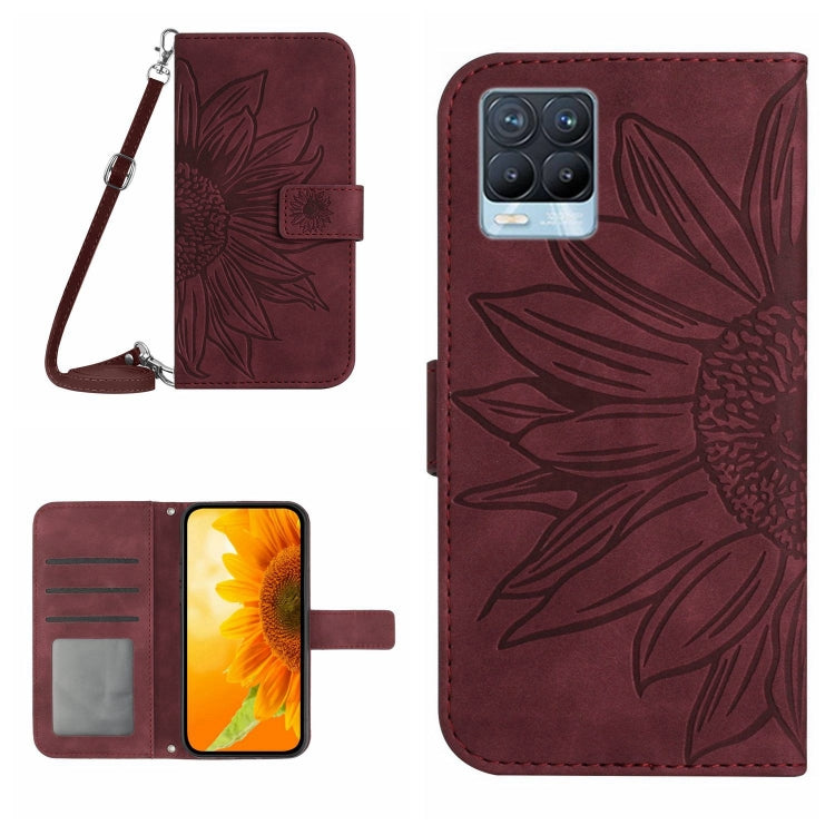 Skin Feel Sun Flower Pattern Flip Leather Phone Case with Lanyard, For Realme 8 4G/Realme 8 Pro, For Realme 8 5G