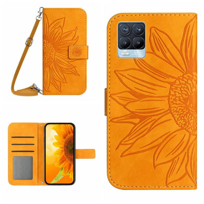 Skin Feel Sun Flower Pattern Flip Leather Phone Case with Lanyard, For Realme 8 4G/Realme 8 Pro, For Realme 8 5G