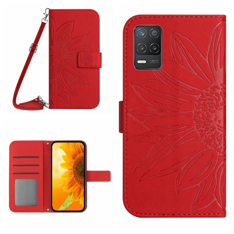 Skin Feel Sun Flower Pattern Flip Leather Phone Case with Lanyard, For Realme 8 4G/Realme 8 Pro, For Realme 8 5G
