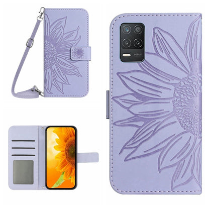 Skin Feel Sun Flower Pattern Flip Leather Phone Case with Lanyard, For Realme 8 4G/Realme 8 Pro, For Realme 8 5G