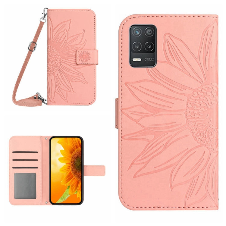 Skin Feel Sun Flower Pattern Flip Leather Phone Case with Lanyard, For Realme 8 4G/Realme 8 Pro, For Realme 8 5G