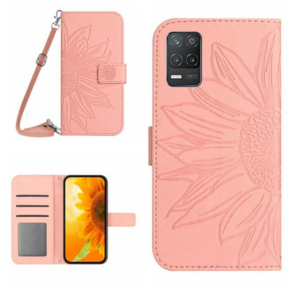 Skin Feel Sun Flower Pattern Flip Leather Phone Case with Lanyard, For Realme 8 4G/Realme 8 Pro, For Realme 8 5G
