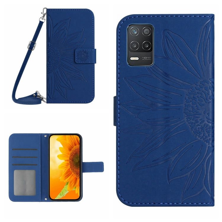 Skin Feel Sun Flower Pattern Flip Leather Phone Case with Lanyard, For Realme 8 4G/Realme 8 Pro, For Realme 8 5G