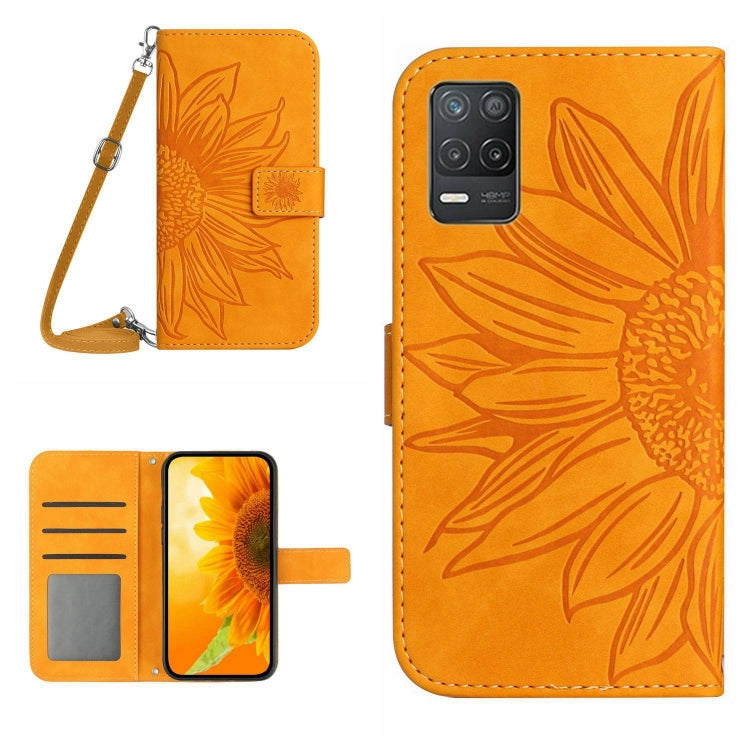 Skin Feel Sun Flower Pattern Flip Leather Phone Case with Lanyard, For Realme 8 4G/Realme 8 Pro, For Realme 8 5G