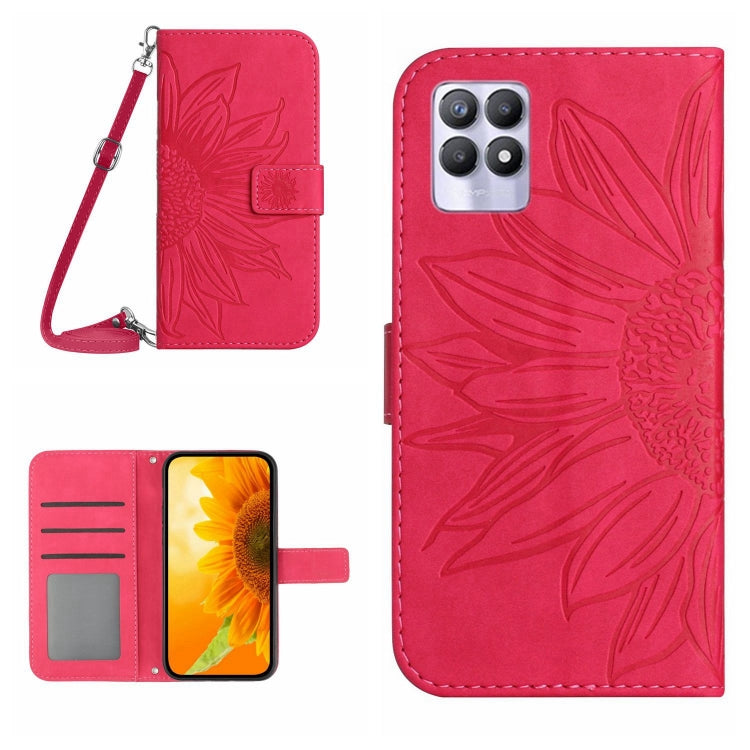Skin Feel Sun Flower Pattern Flip Leather Phone Case with Lanyard, For Realme 8i/Narzo 50 4G, For Realme 9 4G/Realme 9 Pro+ 5G