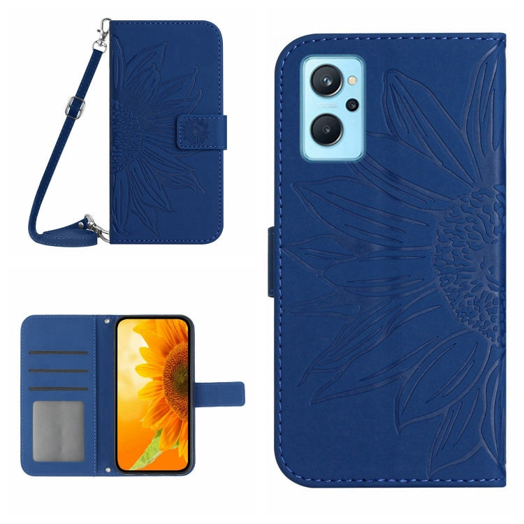 Skin Feel Sun Flower Pattern Flip Leather Phone Case with Lanyard, For Realme 9 Pro 5G, For Realme 9i/A36/A76/A96 4G
