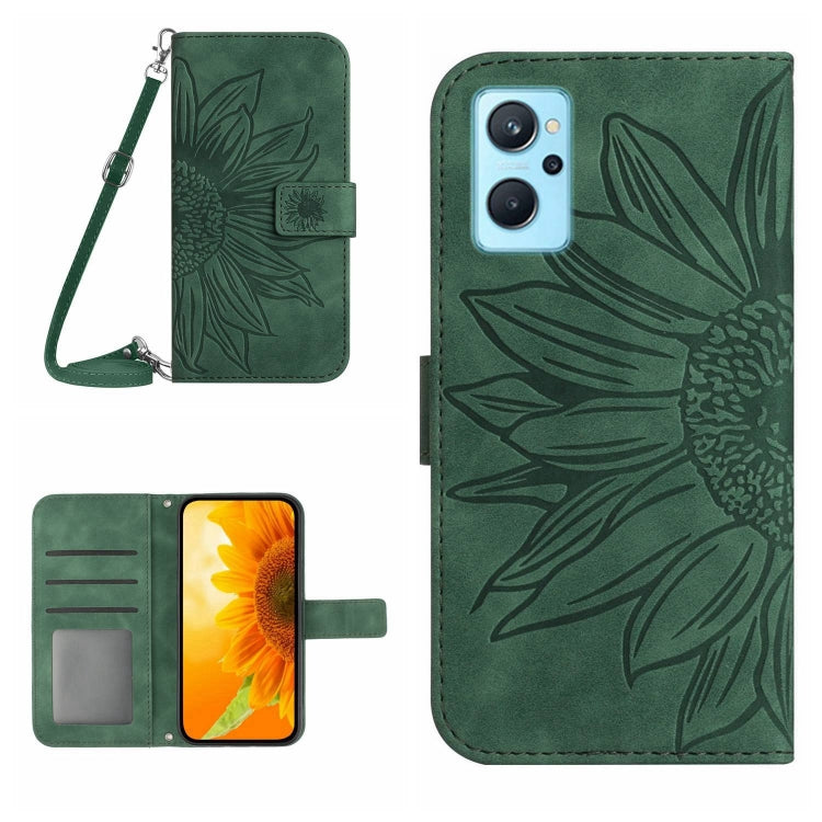 Skin Feel Sun Flower Pattern Flip Leather Phone Case with Lanyard, For Realme 9 Pro 5G, For Realme 9i/A36/A76/A96 4G