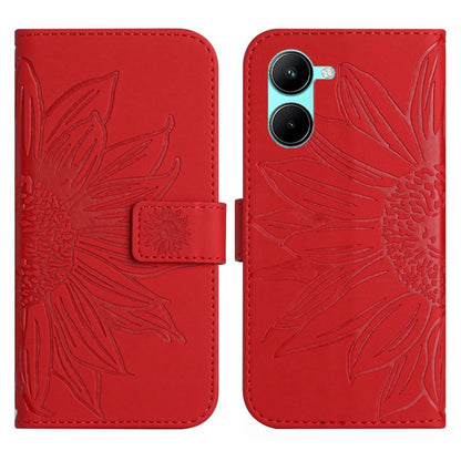 Skin Feel Sun Flower Pattern Flip Leather Phone Case with Lanyard, For Realme 10 4G, For Realme 10 5G