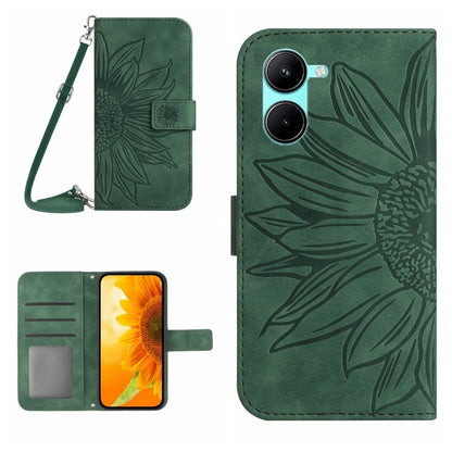 Skin Feel Sun Flower Pattern Flip Leather Phone Case with Lanyard, For Realme 10 4G, For Realme 10 5G