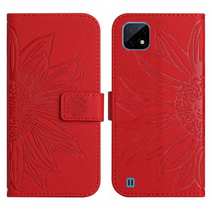 Skin Feel Sun Flower Pattern Flip Leather Phone Case with Lanyard, For Realme C11, For Realme C12/C15/C25