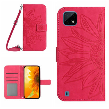 Skin Feel Sun Flower Pattern Flip Leather Phone Case with Lanyard, For Realme C11, For Realme C12/C15/C25