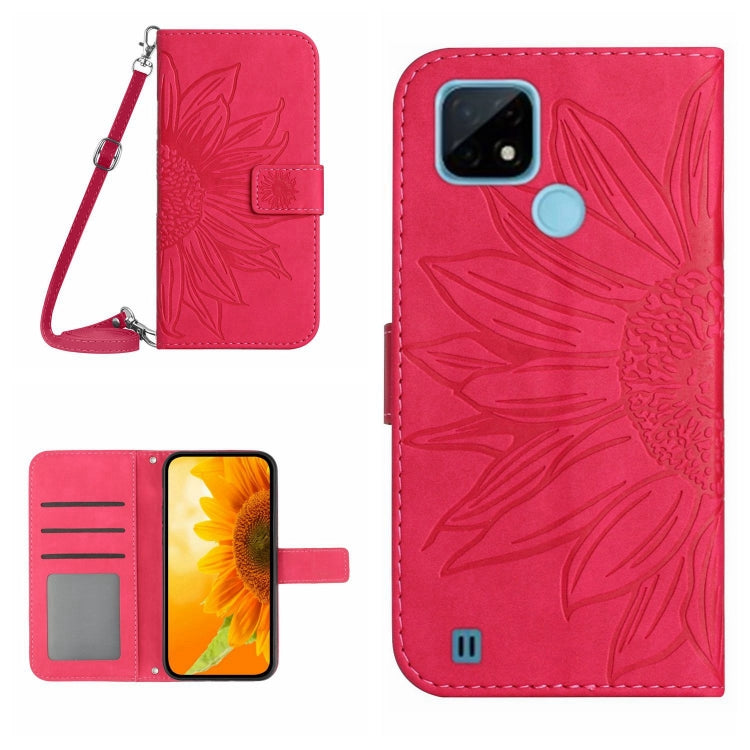 Skin Feel Sun Flower Pattern Flip Leather Phone Case with Lanyard, For Realme C20/C21, For Realme C30/Narzo 50i Prime
