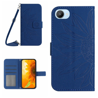 Skin Feel Sun Flower Pattern Flip Leather Phone Case with Lanyard, For Realme C20/C21, For Realme C30/Narzo 50i Prime