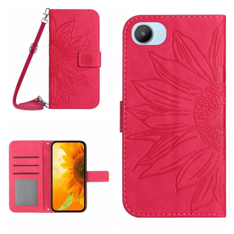 Skin Feel Sun Flower Pattern Flip Leather Phone Case with Lanyard, For Realme C20/C21, For Realme C30/Narzo 50i Prime