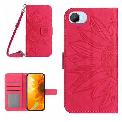 Skin Feel Sun Flower Pattern Flip Leather Phone Case with Lanyard, For Realme C20/C21, For Realme C30/Narzo 50i Prime