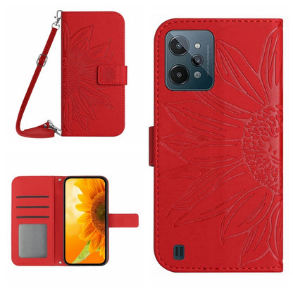 Skin Feel Sun Flower Pattern Flip Leather Phone Case with Lanyard, For Realme C31, For Realme C33