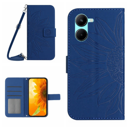 Skin Feel Sun Flower Pattern Flip Leather Phone Case with Lanyard, For Realme C31, For Realme C33