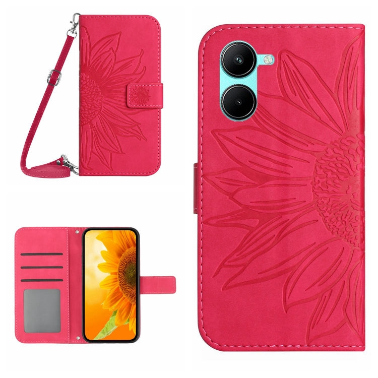 Skin Feel Sun Flower Pattern Flip Leather Phone Case with Lanyard, For Realme C31, For Realme C33