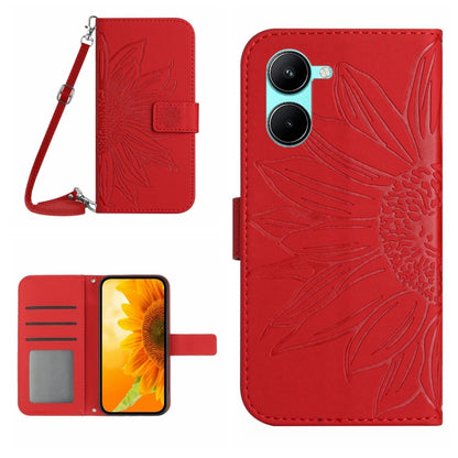 Skin Feel Sun Flower Pattern Flip Leather Phone Case with Lanyard, For Realme C35, For Realme GT/GT NEO