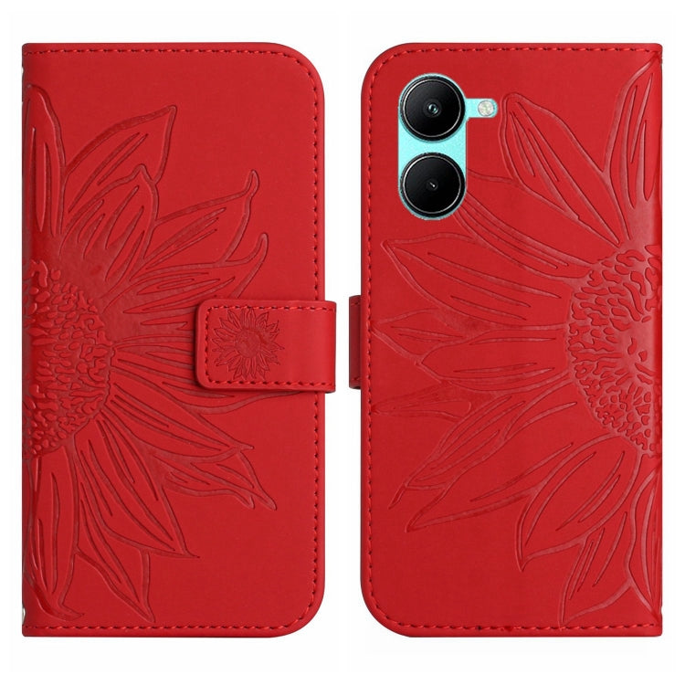 Skin Feel Sun Flower Pattern Flip Leather Phone Case with Lanyard, For Realme C35, For Realme GT/GT NEO