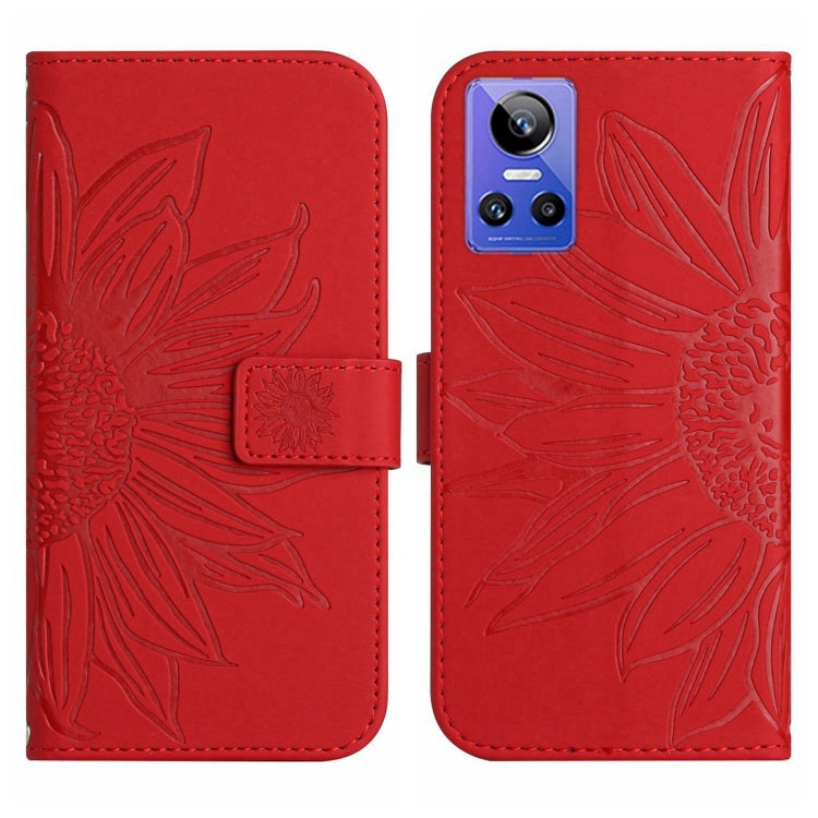 Skin Feel Sun Flower Pattern Flip Leather Phone Case with Lanyard, For Realme GT Neo3, For OnePlus 9