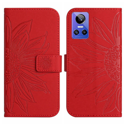 Skin Feel Sun Flower Pattern Flip Leather Phone Case with Lanyard, For Realme GT Neo3, For OnePlus 9