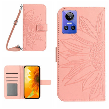 Skin Feel Sun Flower Pattern Flip Leather Phone Case with Lanyard, For Realme GT Neo3, For OnePlus 9