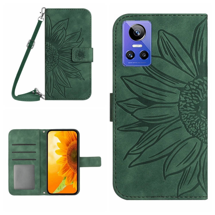 Skin Feel Sun Flower Pattern Flip Leather Phone Case with Lanyard, For Realme GT Neo3, For OnePlus 9