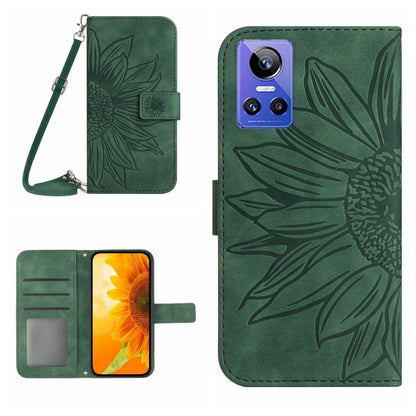 Skin Feel Sun Flower Pattern Flip Leather Phone Case with Lanyard, For Realme GT Neo3, For OnePlus 9