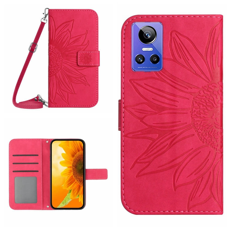 Skin Feel Sun Flower Pattern Flip Leather Phone Case with Lanyard, For Realme GT Neo3, For OnePlus 9