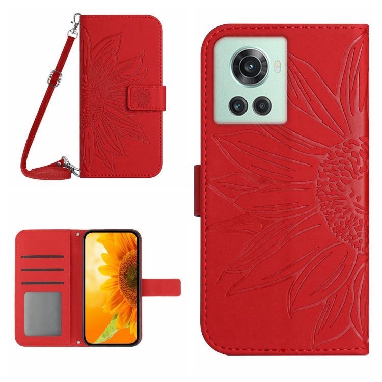 Skin Feel Sun Flower Pattern Flip Leather Phone Case with Lanyard, For OnePlus 10 Pro, For OnePlus 10R