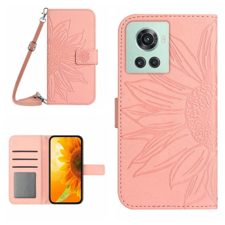 Skin Feel Sun Flower Pattern Flip Leather Phone Case with Lanyard, For OnePlus 10 Pro, For OnePlus 10R