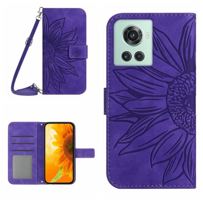 Skin Feel Sun Flower Pattern Flip Leather Phone Case with Lanyard, For OnePlus 10 Pro, For OnePlus 10R