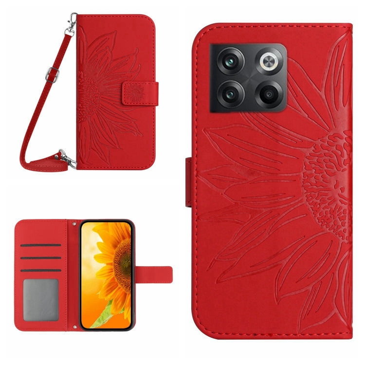 Skin Feel Sun Flower Pattern Flip Leather Phone Case with Lanyard, For OnePlus 10T, For OnePlus Nord 2