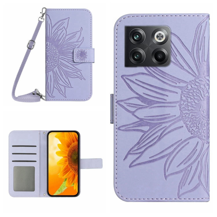 Skin Feel Sun Flower Pattern Flip Leather Phone Case with Lanyard, For OnePlus 10T, For OnePlus Nord 2