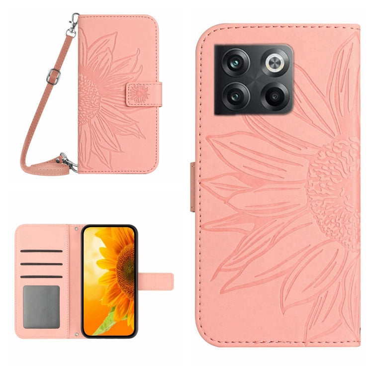 Skin Feel Sun Flower Pattern Flip Leather Phone Case with Lanyard, For OnePlus 10T, For OnePlus Nord 2