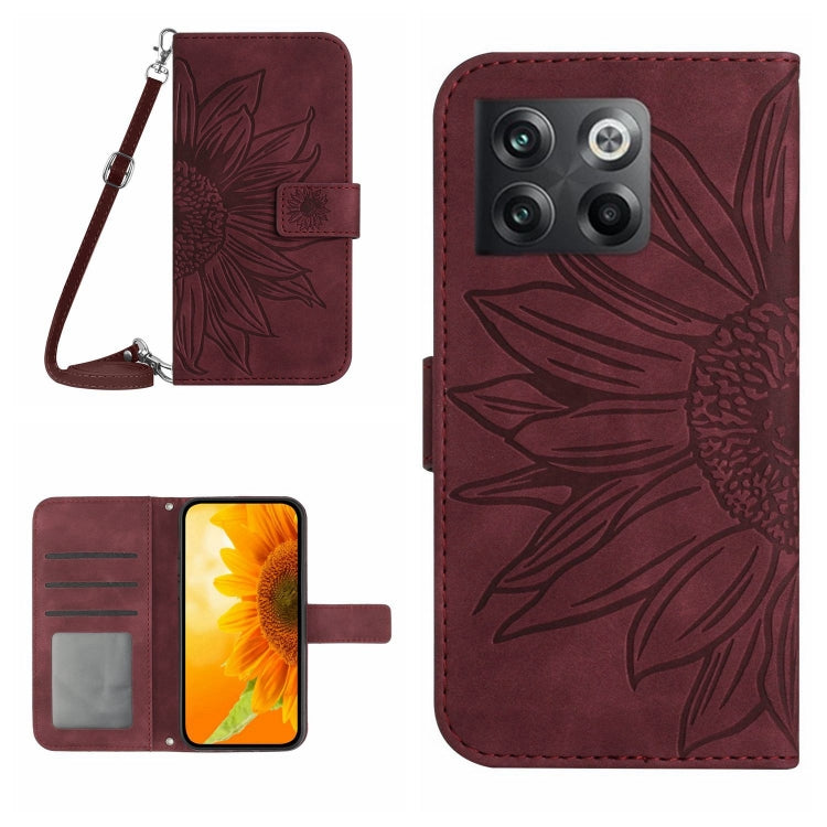 Skin Feel Sun Flower Pattern Flip Leather Phone Case with Lanyard, For OnePlus 10T, For OnePlus Nord 2