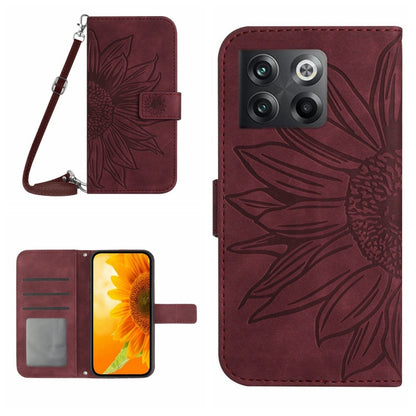 Skin Feel Sun Flower Pattern Flip Leather Phone Case with Lanyard, For OnePlus 10T, For OnePlus Nord 2