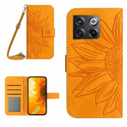 Skin Feel Sun Flower Pattern Flip Leather Phone Case with Lanyard, For OnePlus 10T, For OnePlus Nord 2