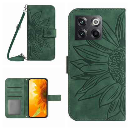 Skin Feel Sun Flower Pattern Flip Leather Phone Case with Lanyard, For OnePlus 10T, For OnePlus Nord 2