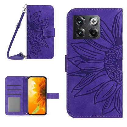 Skin Feel Sun Flower Pattern Flip Leather Phone Case with Lanyard, For OnePlus 10T, For OnePlus Nord 2