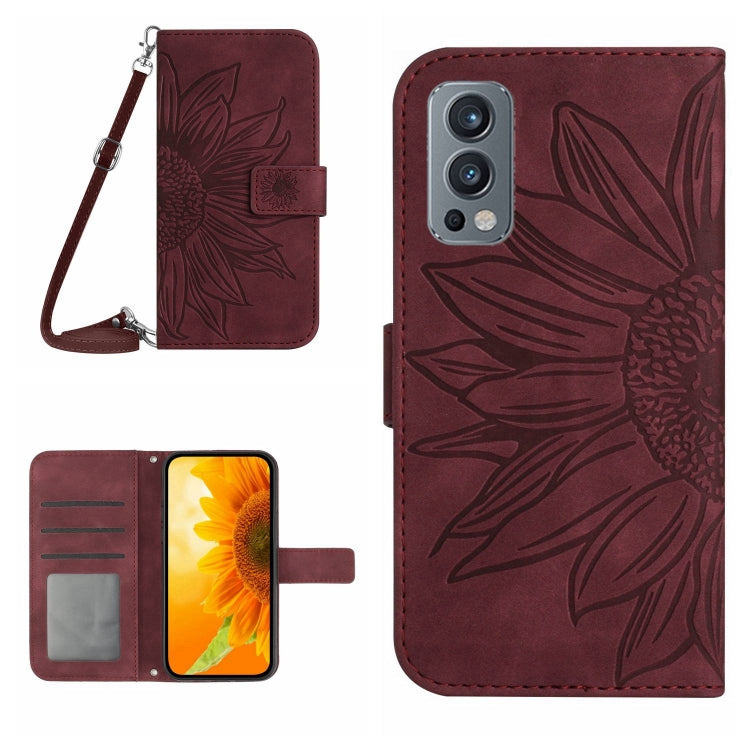 Skin Feel Sun Flower Pattern Flip Leather Phone Case with Lanyard, For OnePlus 10T, For OnePlus Nord 2