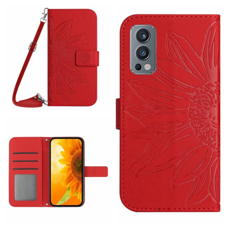 Skin Feel Sun Flower Pattern Flip Leather Phone Case with Lanyard, For OnePlus Nord 2T, For OnePlus Nord CE 5G