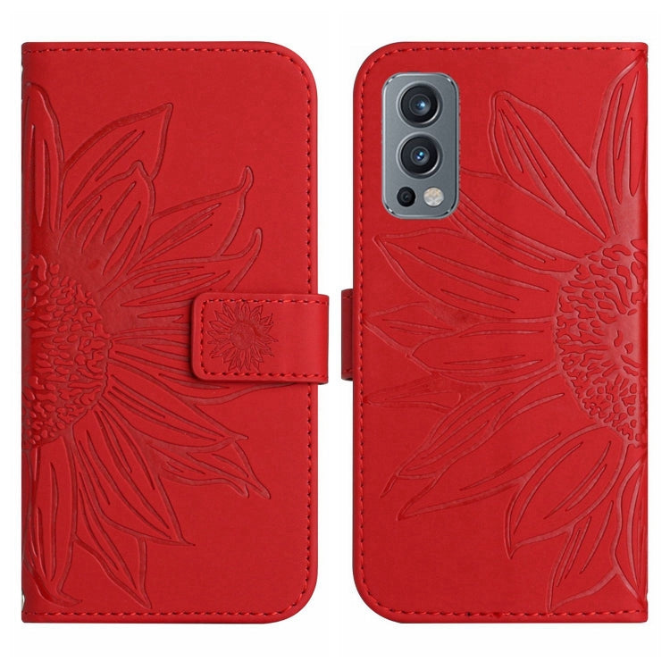 Skin Feel Sun Flower Pattern Flip Leather Phone Case with Lanyard, For OnePlus Nord 2T, For OnePlus Nord CE 5G