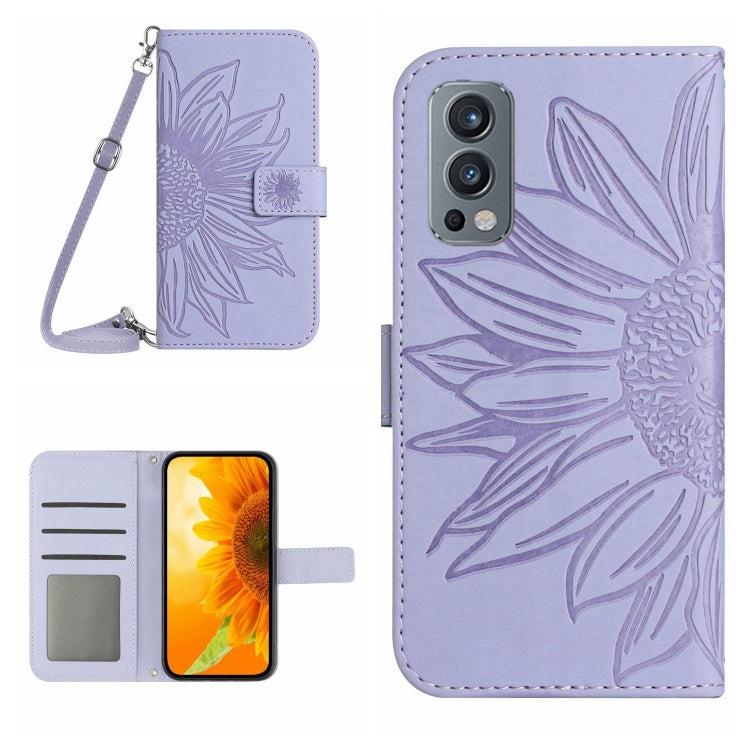 Skin Feel Sun Flower Pattern Flip Leather Phone Case with Lanyard, For OnePlus Nord 2T, For OnePlus Nord CE 5G